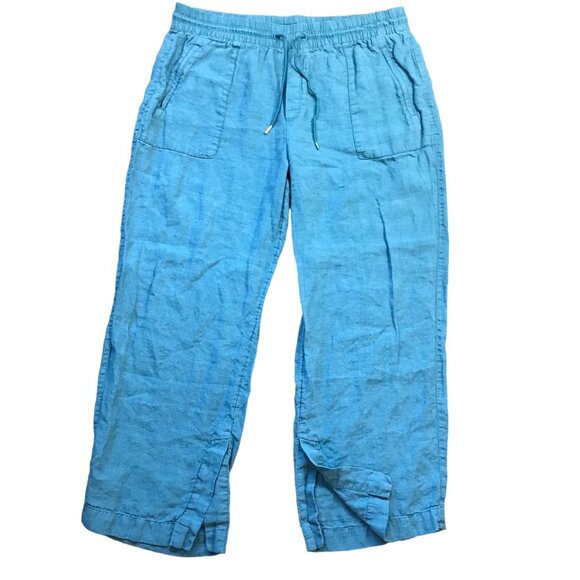Athleta‎ Retreat Linen Mid-Rise Wide Leg Pants Women's Plus Size 16 Split Hems - Picture 1 of 14